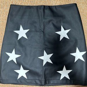Princess Polly Faux-Leather Black Star Mini-Skirt